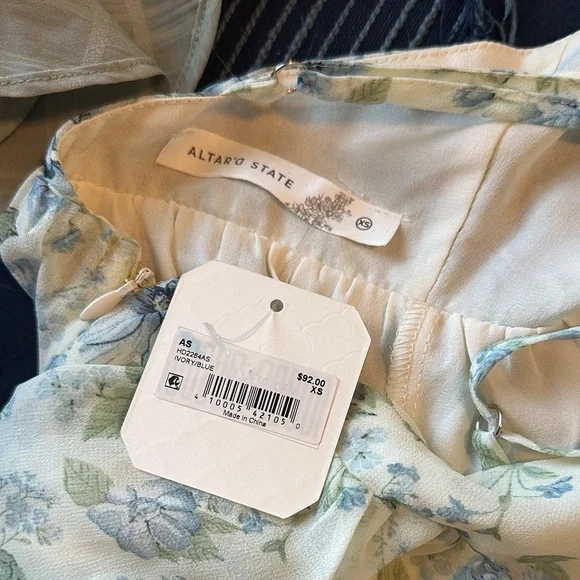 Altar'd State Pale Blue Floral Tiered Ruffle Midi Dress - Picture 6 of 6